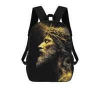 sinyumoney Children's Backpack, 3D Printed Golden Crown of Thorns -2 Backpack, Backpack for Boys Girls, 17 Inch Adjustable Lightweight School Bag for Primary School 17inch