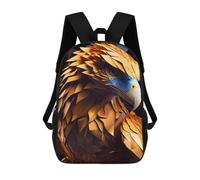 sinyumoney Children's Backpack, 3D Printed Golden Eagle Portrait-5 Backpack, Backpack for Boys Girls, 17 Inch Adjustable Lightweight School Bag for Primary School 17inch