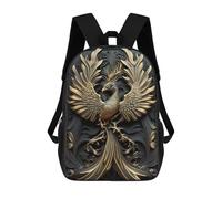 sinyumoney Children's Backpack 3D Printed Golden Phoenix Artwork-7 Schoolbag Student Daypack Fashion Casual Lightweight School Bags for School College Travel 17inch