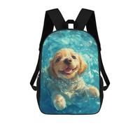 sinyumoney Children's Backpack 3D Printed Golden Retriever Puppy Swimming Schoolbag Student Daypack Fashion Casual Lightweight School Bags for School College Travel 17inch