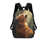 sinyumoney Children's Backpack 3D Printed Golden Retriever Schoolbag Student Daypack Fashion Casual Lightweight School Bags for School College Travel 17inch