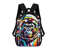 sinyumoney Children's Backpack 3D Printed Gorilla Astronaut Wpap Schoolbag Student Daypack Fashion Casual Lightweight School Bags for School College Travel 17inch