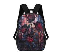 sinyumoney Children's Backpack 3D Printed Gothic Black Roses Schoolbag Student Daypack Fashion Casual Lightweight School Bags for School College Travel 17inch