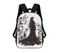 sinyumoney Children's Backpack 3D Printed Gothic Rose Woman Schoolbag Student Daypack Fashion Casual Lightweight School Bags for School College Travel 17inch