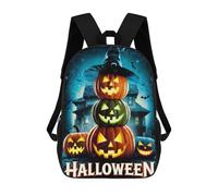 sinyumoney Children's Backpack 3D Printed Halloween Jack-o-Lanterns Schoolbag Student Daypack Fashion Casual Lightweight School Bags for School College Travel 17inch