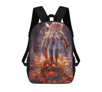 sinyumoney Children's Backpack 3D Printed Halloween Monster Hand Schoolbag Student Daypack Fashion Casual Lightweight School Bags for School College Travel 17inch
