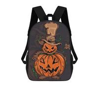 sinyumoney Children's Backpack 3D Printed Halloween Pumpkin Ghost Schoolbag Student Daypack Fashion Casual Lightweight School Bags for School College Travel 17inch