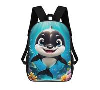 sinyumoney Children's Backpack 3D Printed Happy Orca Schoolbag Student Daypack Fashion Casual Lightweight School Bags for School College Travel 17inch