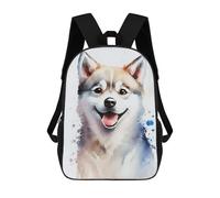 sinyumoney Children's Backpack 3D Printed Happy Watercolor Dog Art Print Schoolbag Student Daypack Fashion Casual Lightweight School Bags for School College Travel 17inch