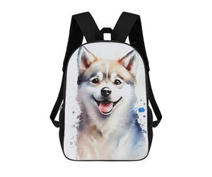 sinyumoney Children's Backpack 3D Printed Happy Watercolor Dog Art Print Schoolbag Student Daypack Fashion Casual Lightweight School Bags for School College Travel 17inch
