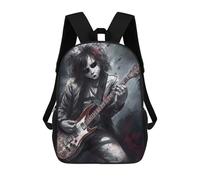 sinyumoney Children's Backpack, 3D Printed Heavy Metal Love Backpack, Backpack for Boys Girls, 17 Inch Adjustable Lightweight School Bag for Primary School 17inch