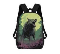 sinyumoney Children's Backpack 3D Printed Horrific Wolf Schoolbag Student Daypack Fashion Casual Lightweight School Bags for School College Travel 17inch