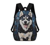 sinyumoney Children's Backpack 3D Printed Husky Mosaic Portrait Schoolbag Student Daypack Fashion Casual Lightweight School Bags for School College Travel 17inch