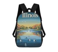 sinyumoney Children's Backpack 3D Printed Illinois Landscape Schoolbag Student Daypack Fashion Casual Lightweight School Bags for School College Travel 17inch