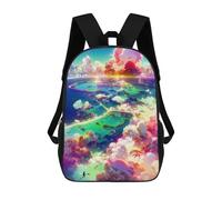sinyumoney Children's Backpack, 3D Printed Island in The Sky -4 Backpack, Backpack for Boys Girls, 17 Inch Adjustable Lightweight School Bag for Primary School 17inch
