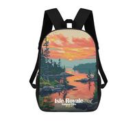 sinyumoney Children's Backpack 3D Printed Isle Royale National Park Sunset Schoolbag Student Daypack Fashion Casual Lightweight School Bags for School College Travel 17inch