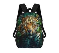 sinyumoney Children's Backpack, 3D Printed Jaguar in The Jungle-4 Backpack, Backpack for Boys Girls, 17 Inch Adjustable Lightweight School Bag for Primary School 17inch