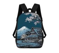 sinyumoney Children's Backpack 3D Printed Japanese Landscape with Mount Fuji Schoolbag Student Daypack Fashion Casual Lightweight School Bags for School College Travel 17inch