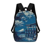 sinyumoney Children's Backpack 3D Printed Japanese Landscape with Torii Gate And Mountain Schoolbag Student Daypack Fashion Casual Lightweight School Bags for School College Travel 17inch