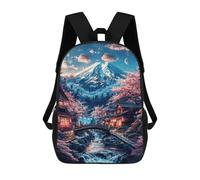 sinyumoney Children's Backpack, 3D Printed Japanese Mount Fuji View Backpack, Backpack for Boys Girls, 17 Inch Adjustable Lightweight School Bag for Primary School 17inch