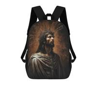 sinyumoney Children's Backpack, 3D Printed Jesus with Thorn Crown Backpack, Backpack for Boys Girls, 17 Inch Adjustable Lightweight School Bag for Primary School 17inch