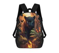 sinyumoney Children's Backpack, 3D Printed Jungle Majesty Panther's Gaze Backpack, Backpack for Boys Girls, 17 Inch Adjustable Lightweight School Bag for Primary School 17inch