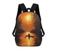 sinyumoney Children's Backpack 3D Printed Kayaking Thrills Schoolbag Student Daypack Fashion Casual Lightweight School Bags for School College Travel 17inch