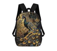 sinyumoney Children's Backpack 3D Printed Kintsugi Peacock Schoolbag Student Daypack Fashion Casual Lightweight School Bags for School College Travel 17inch