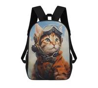 sinyumoney Children's Backpack 3D Printed Kitty Pilot Schoolbag Student Daypack Fashion Casual Lightweight School Bags for School College Travel 17inch