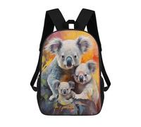 sinyumoney Children's Backpack 3D Printed Koala Christmas Family Schoolbag Student Daypack Fashion Casual Lightweight School Bags for School College Travel 17inch