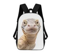 sinyumoney Children's Backpack, 3D Printed Komodo Dragon Selfie Backpack, Backpack for Boys Girls, 17 Inch Adjustable Lightweight School Bag for Primary School 17inch