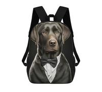 sinyumoney Children's Backpack 3D Printed Labrador Dog with A Tuxedo Schoolbag Student Daypack Fashion Casual Lightweight School Bags for School College Travel 17inch