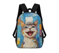 sinyumoney Children's Backpack 3D Printed Laughing Cat with Toilet Paper Schoolbag Student Daypack Fashion Casual Lightweight School Bags for School College Travel 17inch