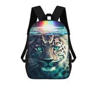 sinyumoney Children's Backpack, 3D Printed Leopard Underwater Rainbow Backpack, Backpack for Boys Girls, 17 Inch Adjustable Lightweight School Bag for Primary School 17inch
