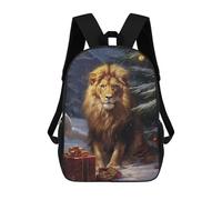 sinyumoney Children's Backpack 3D Printed Lion Christmas Schoolbag Student Daypack Fashion Casual Lightweight School Bags for School College Travel 17inch