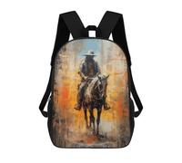 sinyumoney Children's Backpack 3D Printed Lone Cowboy Schoolbag Student Daypack Fashion Casual Lightweight School Bags for School College Travel 17inch