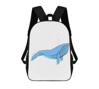 sinyumoney Children's Backpack 3D Printed Lonely Whale Schoolbag Student Daypack Fashion Casual Lightweight School Bags for School College Travel 17inch
