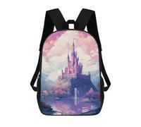 sinyumoney Children's Backpack 3D Printed Magical Castle Pixel Art Schoolbag Student Daypack Fashion Casual Lightweight School Bags for School College Travel 17inch