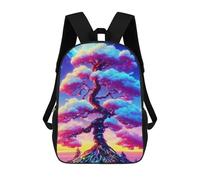 sinyumoney Children's Backpack, 3D Printed Magical Cosmic Tree Backpack, Backpack for Boys Girls, 17 Inch Adjustable Lightweight School Bag for Primary School 17inch
