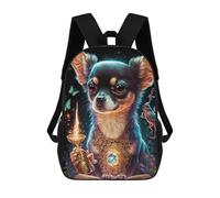 sinyumoney Children's Backpack, 3D Printed Magical Enchanted Canine Backpack, Backpack for Boys Girls, 17 Inch Adjustable Lightweight School Bag for Primary School 17inch