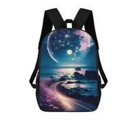 sinyumoney Children's Backpack, 3D Printed Magical Night Road to Stars Backpack, Backpack for Boys Girls, 17 Inch Adjustable Lightweight School Bag for Primary School 17inch
