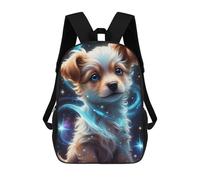 sinyumoney Children's Backpack, 3D Printed Magical Puppy in Space Backpack, Backpack for Boys Girls, 17 Inch Adjustable Lightweight School Bag for Primary School 17inch
