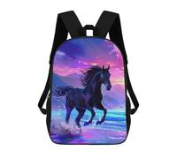 sinyumoney Children's Backpack 3D Printed Majestic Horse Galloping at Sunset Schoolbag Student Daypack Fashion Casual Lightweight School Bags for School College Travel 17inch