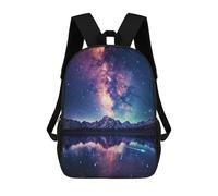 sinyumoney Children's Backpack, 3D Printed Milky Way Galaxies Backpack, Backpack for Boys Girls, 17 Inch Adjustable Lightweight School Bag for Primary School 17inch