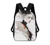 sinyumoney Children's Backpack, 3D Printed Modern Geisha Backpack, Backpack for Boys Girls, 17 Inch Adjustable Lightweight School Bag for Primary School 17inch
