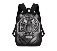 sinyumoney Children's Backpack, 3D Printed Monochrome Tiger Portrait -1 Backpack, Backpack for Boys Girls, 17 Inch Adjustable Lightweight School Bag for Primary School 17inch