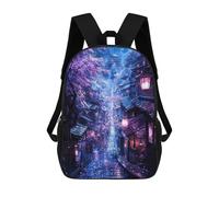 sinyumoney Children's Backpack 3D Printed Moonlit Sakura Passage Schoolbag Student Daypack Fashion Casual Lightweight School Bags for School College Travel 17inch