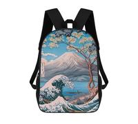 sinyumoney Children's Backpack 3D Printed Mount Fuji Lake Yamanaka Schoolbag Student Daypack Fashion Casual Lightweight School Bags for School College Travel 17inch