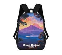 sinyumoney Children's Backpack 3D Printed Mount Rinjani National Park, Indonesia Schoolbag Student Daypack Fashion Casual Lightweight School Bags for School College Travel 17inch