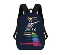 sinyumoney Children's Backpack 3D Printed Music Is Medicine Schoolbag Student Daypack Fashion Casual Lightweight School Bags for School College Travel 17inch